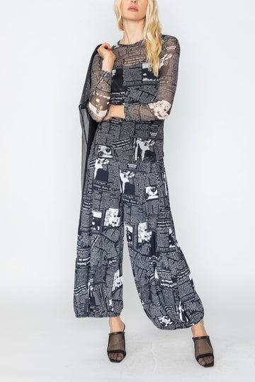 Black Round Neck Long-Sleeve Top